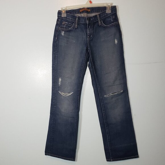 Arden B. Size 1 Women's Jeans Straight Leg Retro Faded Dark Destroy - Picture 1 of 4